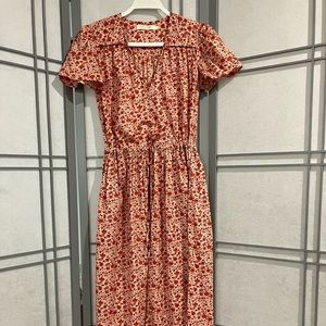 Christy Dawn Mandarin Red Floral Dawn Dress Size Small